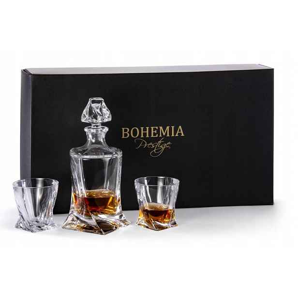 Křišťálový set na whisky Bohemia Quadro 6+1 (černé Balení)