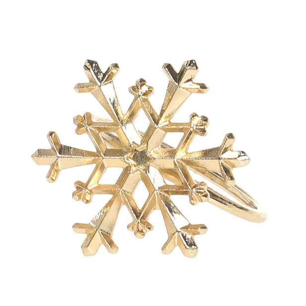 Mosazný antik kovový kroužek na ubrousek s vločkou Snowflakes - 4*4*4 cm Chic Antique