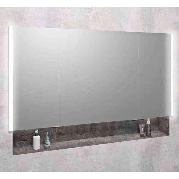 Sapho Integra - Zápustná zrcadlová skříňka s LED osvětlením, 126x70 cm, zrcadlo/titan alu IN125