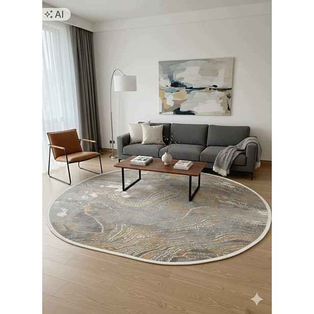 Koberec oválný do obývacího pokoje 240x340 cm, vícebarevný, měkký vlas, plyšový