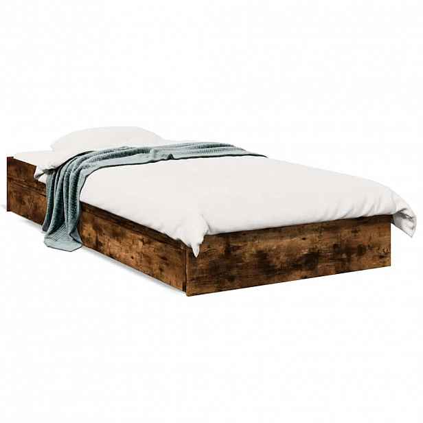 vidaXL Rám postele se zásuvkami kouřový dub 75x190 cm kompozitní dřevo