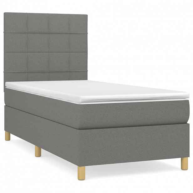 vidaXL Box spring postel s matrací tmavě šedá 100 x 200 cm textil