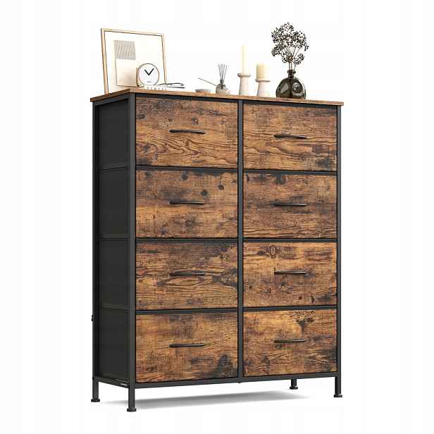 Komoda s 8 látkovými zásuvkami vintage hnědočerná Songmics 76.7 cm
