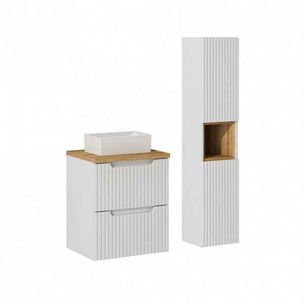 Petits-meubles KOUPELNOVÝ NÁBYTEK 50.4cm Riva 2er-Set Bílá a dřevo