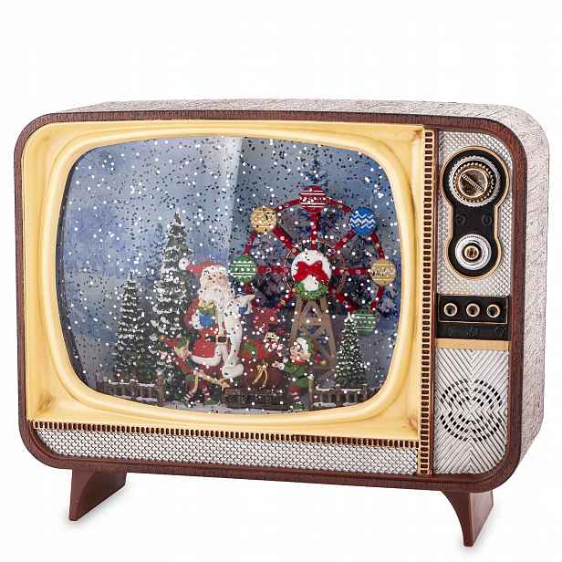 Retro televize Vánoce hrací skříňka hrající vánoční Led Mikuláš s hudbou