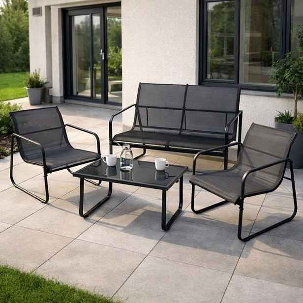 Zahradní set Astoria, 4dílný set s ocelovou konstrukcí, šedá