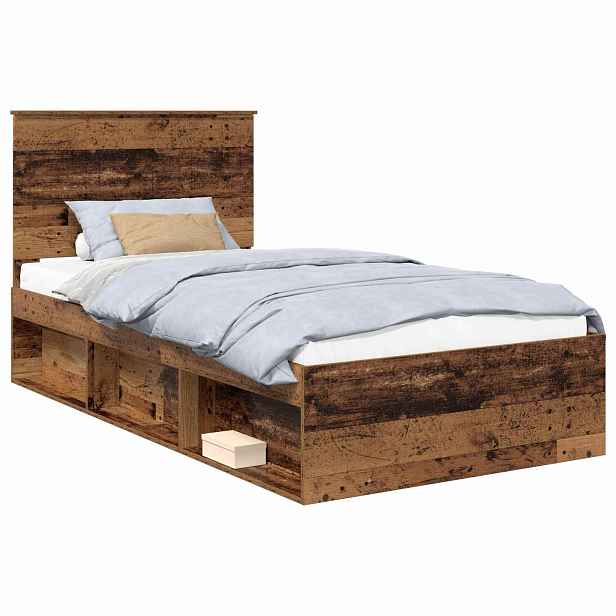 vidaXL Rám postele Staré dřevo 100 x 200 cm Masivní borové dřevo