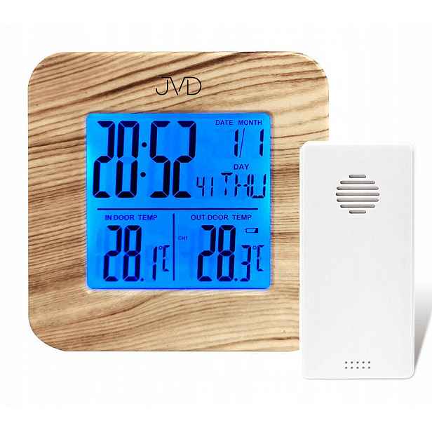 Budík S Teploměrem Jvd SB2002.1 S Externí Sondou