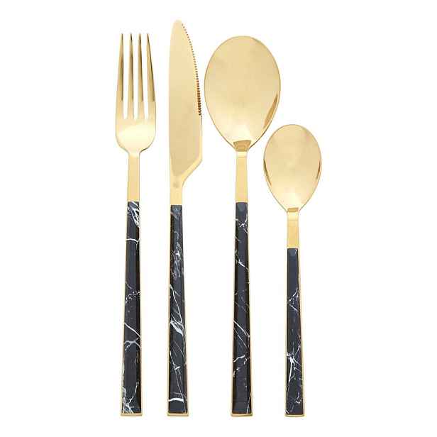 Ocelový příbor v černo-zlaté barvě 16 ks Avie – Premier Housewares