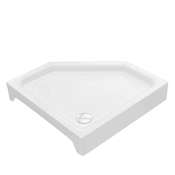 Pětiúhelníková Sprchová Vanička 80x80 CM Comfort Vysoká Bílá 14 CM Sifon