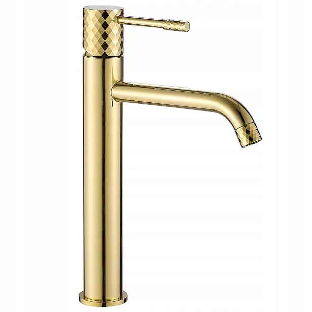 Umyvadlová Baterie Vysoká Zlatá Rea Lungo Diamond Stojící Ozdobný Lesk