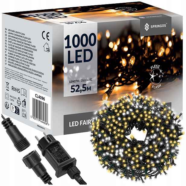 Vánoční Osvětlení Na Stromeček 1000 Led Venkovní 52 M Osvětlení Girlanda Flash Na Elektřinu