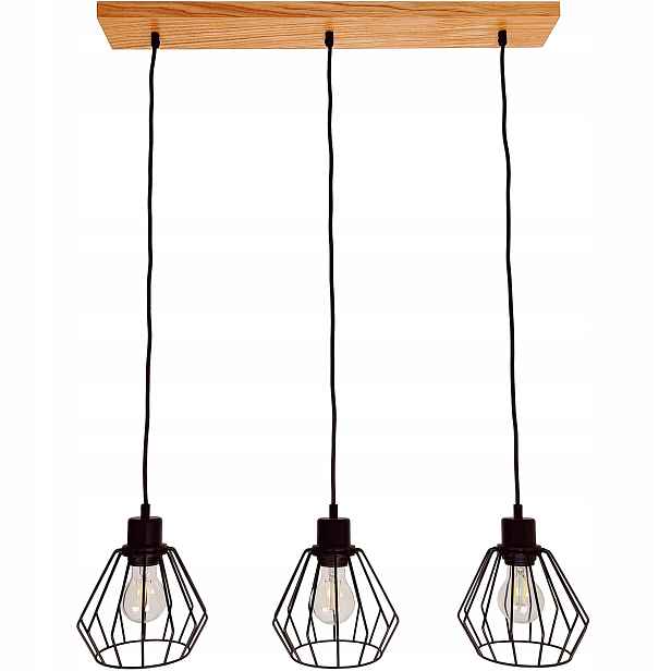 Závěsné stropní svítidlo Diana lustr loft dřevěný Dub 3x diamant Stylová