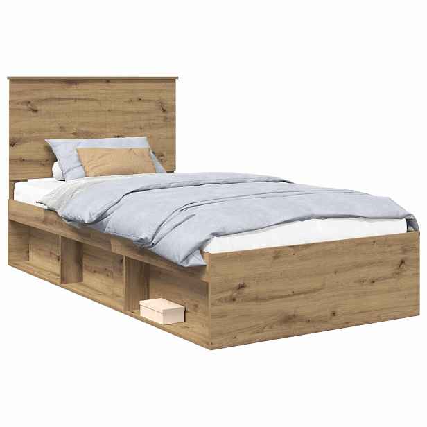 vidaXL Rám postele Dub artisan 100 x 200 cm Masivní borové dřevo