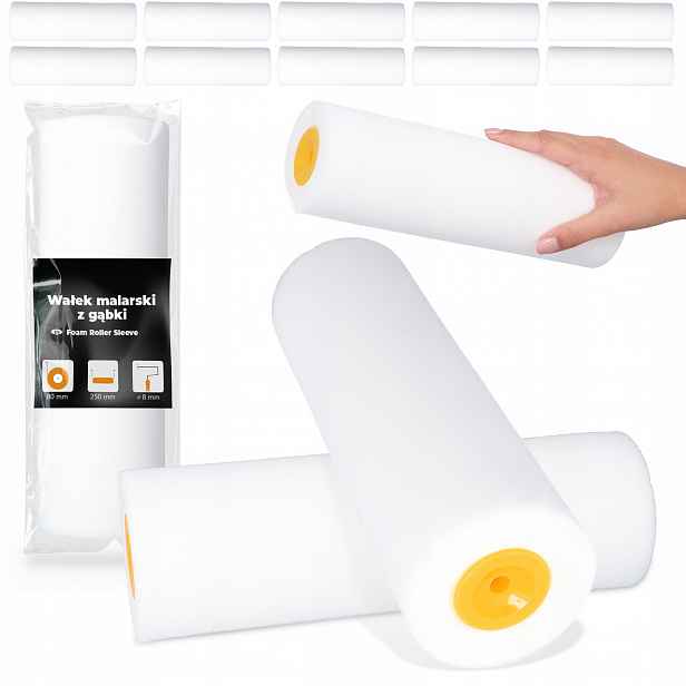 10x Malířský Váleček 25 cm Pěnový Houbový Vložka Zásoba Velká do dřeva Stěny