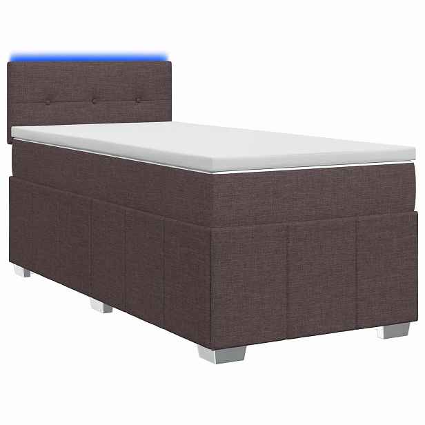 vidaXL Postel boxspring s matrací Tmavě hnědá 100 x 200 cm Textil