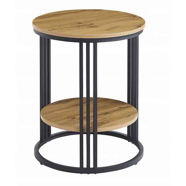 Boční Konferenční Stolek Moderní Skandinávský Vysoký 60 cm Dub fi 50 cm