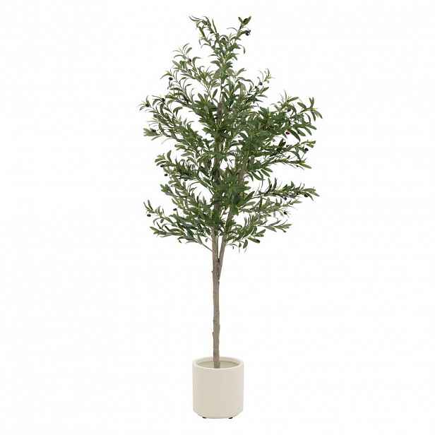 ML-DESIGN UMĚLÝ olivovník, 210 cm, s kmenem z přírodního dřeva a plody
