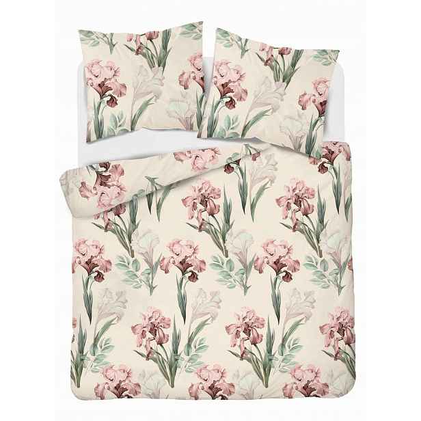 Povlečení saténové 160x200 krémová růžová zelená květina 5089A Home Satin 11