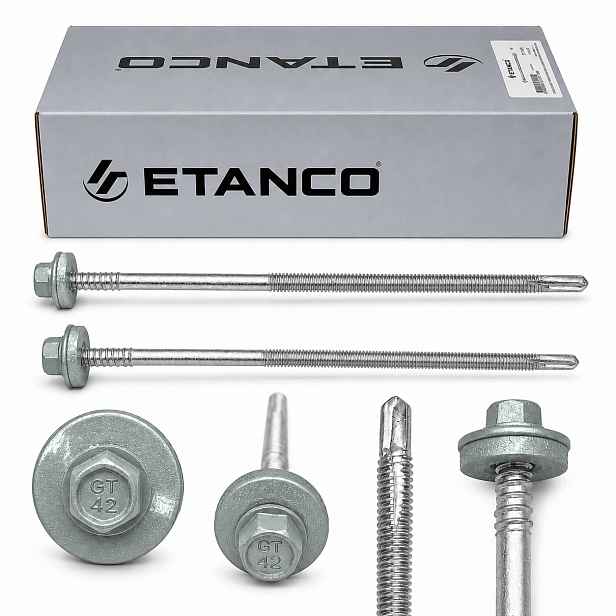 Šroub Etanco do sendvičové desky 185 mm pro ocel do 12 mm Ral 9007 100 ks