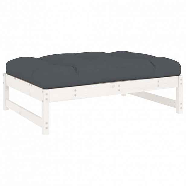 vidaXL Zahradní podnožka bílá 120 x 80 cm masivní borové dřevo