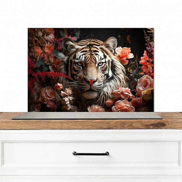 MuchoWow KUCHYŇSKÁ ZÁSTĚNA Tygr - Zvíře - Příroda - Květiny - Botanické motivy 60x40 cm