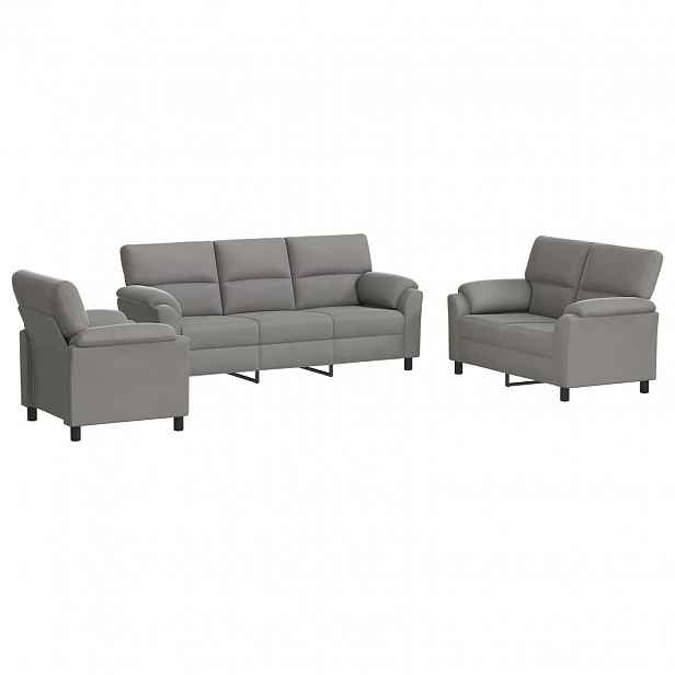 vidaXL Set pohovek 3 pcs Světle šedá Samet