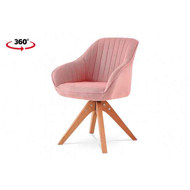 Jídelní židle, látka růžová, nohy masiv buk