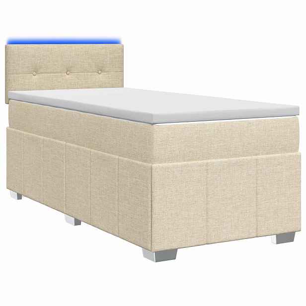 vidaXL Postel boxspring s matrací s čelo Krémová 100 x 200 cm Textil