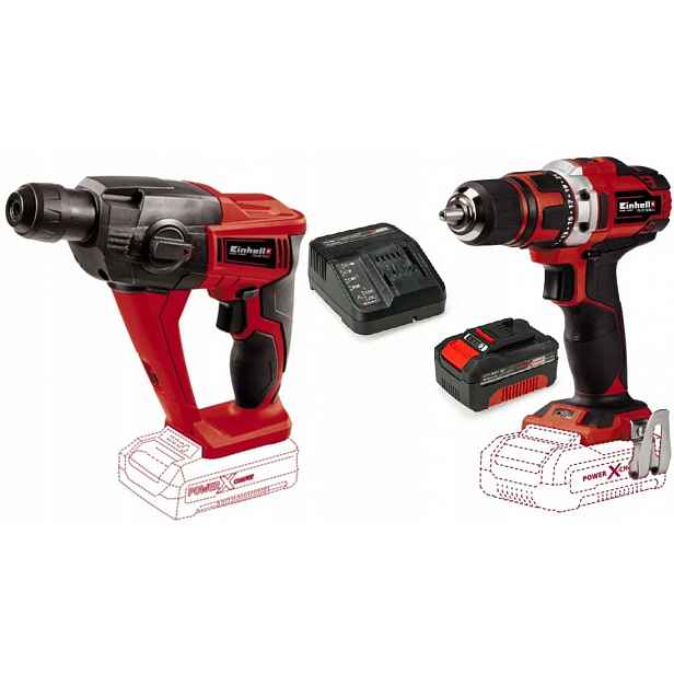 Einhell Sada Elektrického Nářadí 18V Pxc 4,0AH Aku Šroubovák Aku Kladivo