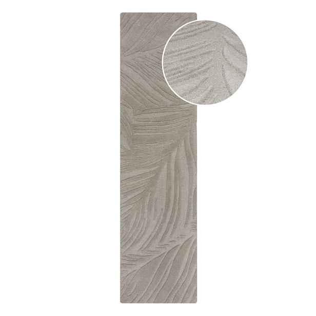 Světle šedý vlněný koberec běhoun 60x230 cm Lino Leaf – Flair Rugs