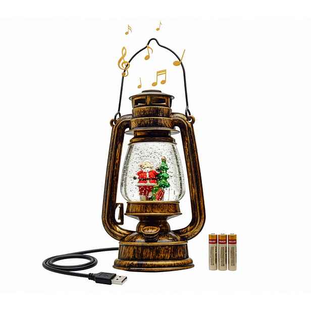 Velká Lucerna Vánoční Led Lampa Hrací Skříňka Konfety Baterie Usb Elektřina
