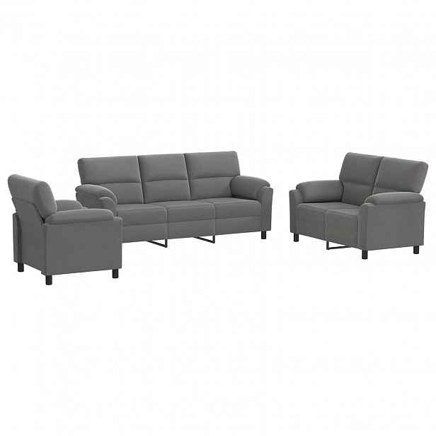 vidaXL Set pohovek 3 pcs Tmavě šedá Samet