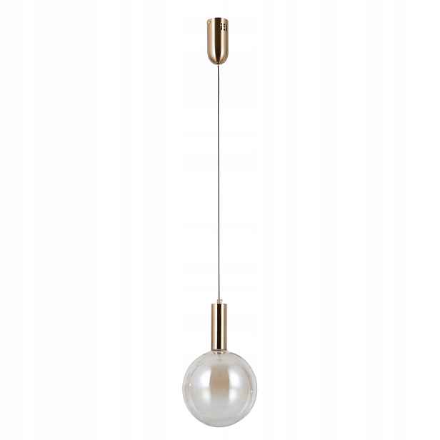 Závěsná lampa Italux Strela Ø20 cm zlatá Led 5W skleněná jantarová IP20