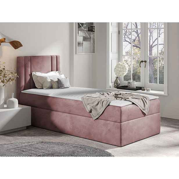Americká jednolůžková postel 100x200 VITORIA MINI - růžová, pravé provedení + topper ZDARMA
