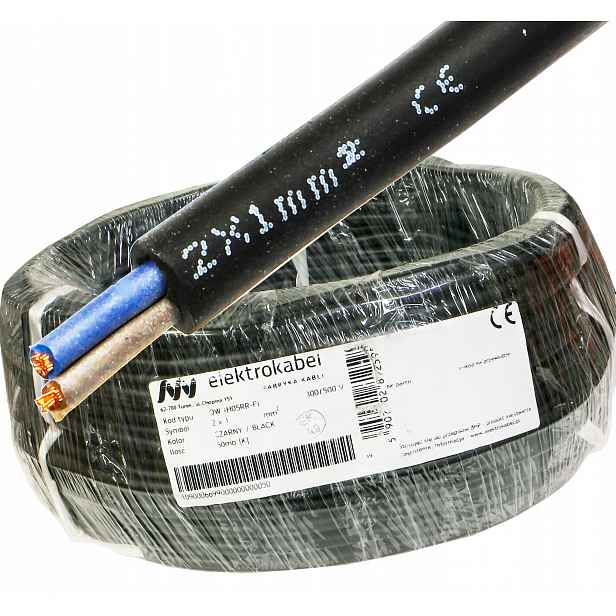 Kabel dílenský gumový Ow 2x1 Cu 50 m