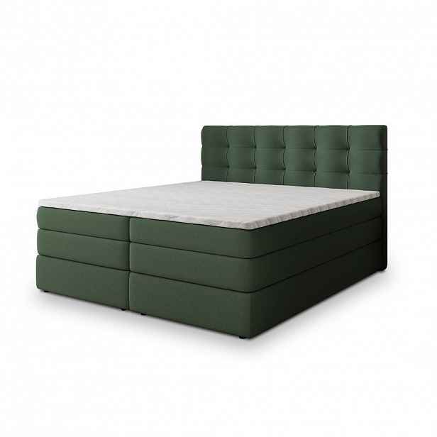 MASSENO POSTEL BOXSPRING AREZI 180x200 cm, s matrací a úložným prostorem, zelená barva