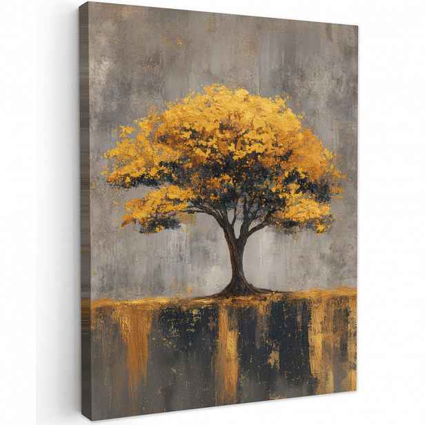 MuchoWow OBRAZ NA PLÁTNĚ Strom - listy - zlaté - abstraktní 30x40 cm
