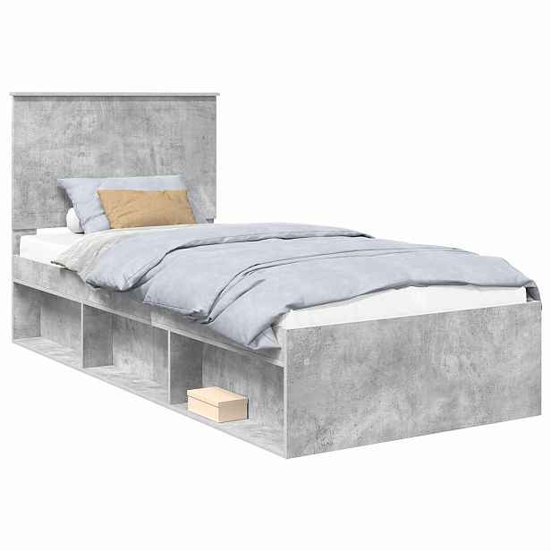 vidaXL Rám postele Betonově šedá 90 x 200 cm Masivní borové dřevo