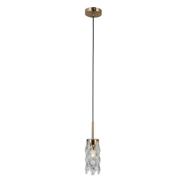 Zorta, moderní, dekorativní, zlatá závěsná lampa s krystaly, E14
