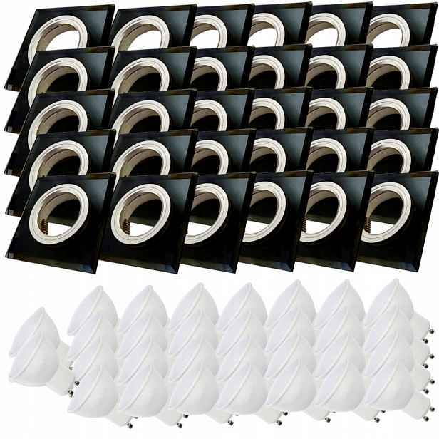 30x Černá Stropní Lampa Halogenová Objímka Sklo Led Žárovky 1.5W