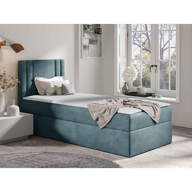 Americká jednolůžková postel 100x200 VITORIA MINI - modrá, pravé provedení + topper ZDARMA