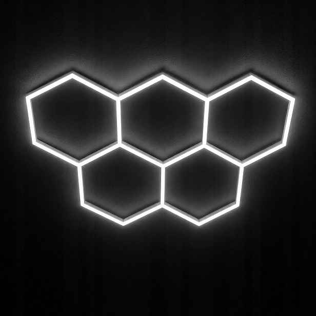 Černá Led sada Hexagon 5 168W 6500K pro moderní prostory