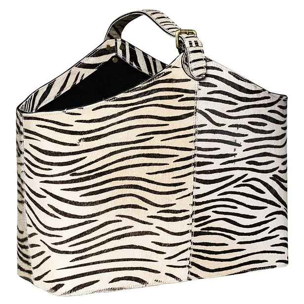 Kožený koš se vzorem Zebra (bos taurus taurus) - 25*28*50cm Mars & More