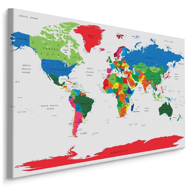 MyBestHome BOX Plátno Barevná Světová Politická Mapa Varianta: 120x80