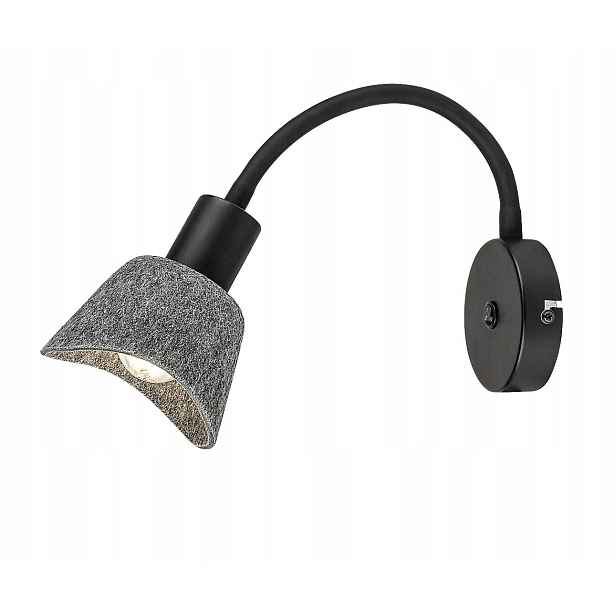 Nástěnné svítidlo na čtení černé, plstěné, popelavé, 25 cm Rabalux