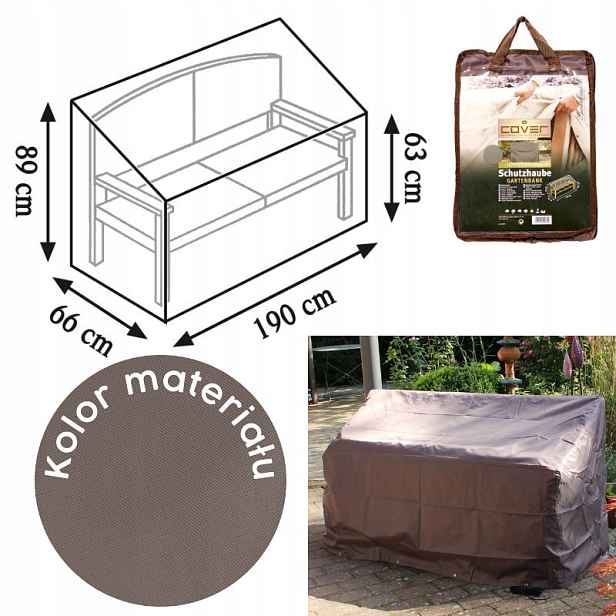 Obal na zahradní lavičku pro 4 osoby 190 x 66 x 83 cm šedohnědý-taupe
