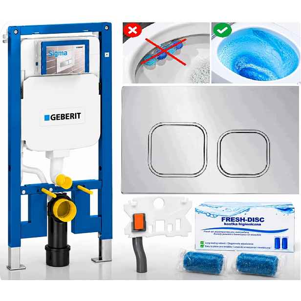 Rám pro Wc Geberit Duofix Slim 8 cm UP720 tlačítko C chrom mat Fresh-disc