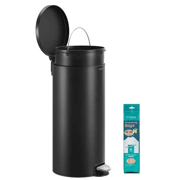 SONGMICS Kulatý odpadkový koš Jelis 30 L černý
