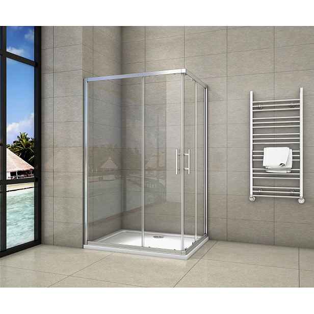 Sprchový kout obdélníkový, SIMPLE 90x80 L/P varianta, rohový vstup včetně sprchové vaničky z litého mramoru
